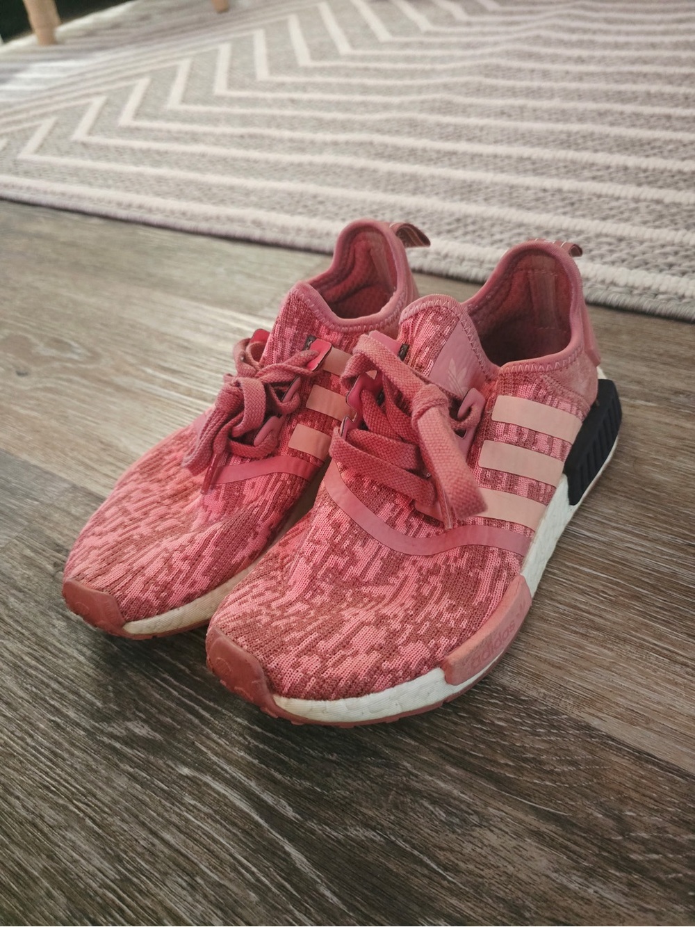 adidas Women’s Coral Pink Knit Athletic Sneakers